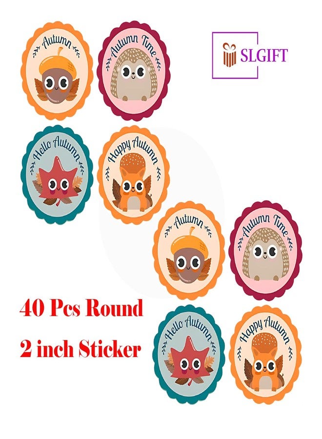SLGIFT Vinyl Autumn Theme Sticker, Self-Adhesive Vinyl Stickers, 40 Pieces, 2 x 2 Inches Round Sticker, 4 Unique Designs, R132 - Image 4